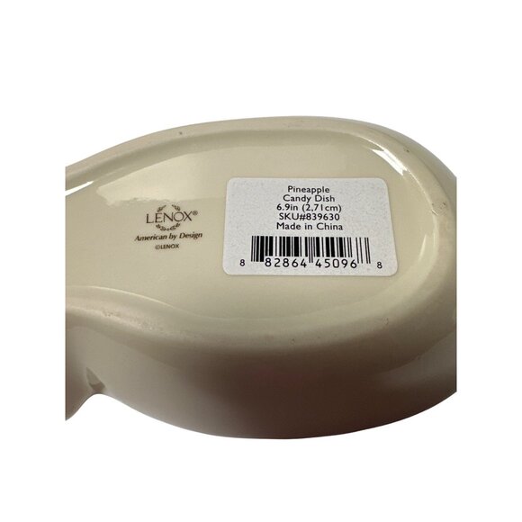 Lenox Pineapple Candy Dish 6.9" Ceramic Cream Gold Accents - Picture 11 of 11